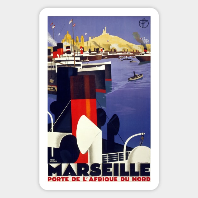 Vintage Travel Poster Marseille France Sticker by vintagetreasure